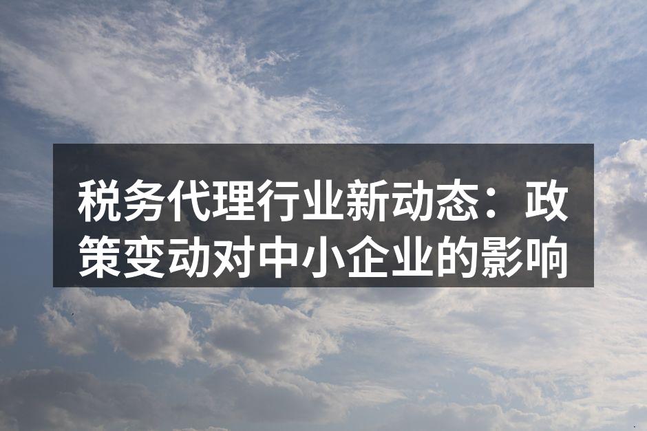 税务代理服务正在成为中小企业的重要合作伙伴